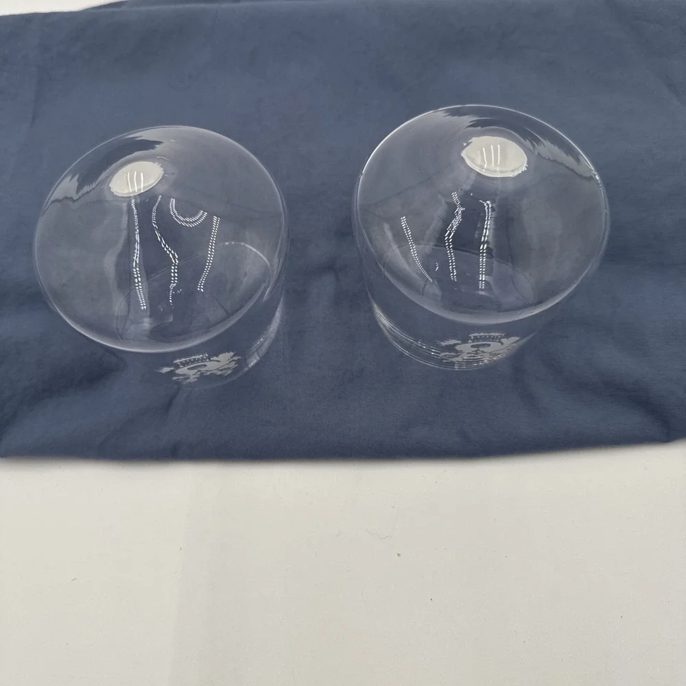 Hand Blown‎ Rolling Whiskey Glass Set Of Two 2 Glasses Barbuzzo Wolf Etched